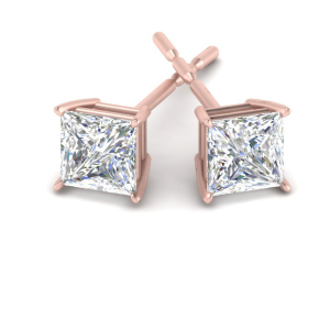 Juliana Natural Rose Gold 4 Prong Studs Diamond Earrings