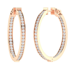 Kailey Lab-Created Rose Gold Channel Set Hoop Diamond Earrings