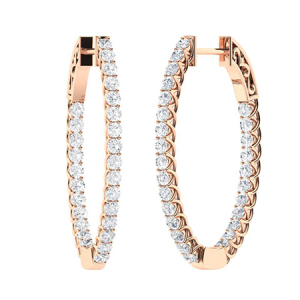 Felistas Lab-Created Rose Gold Claw Set Hoop Diamond Earrings