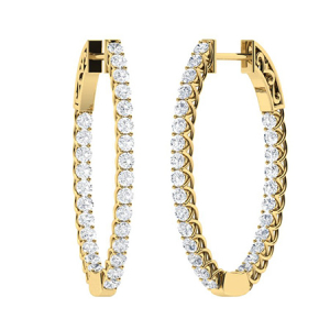 Felistas Lab-Created Yellow Gold Claw Set Hoop Diamond Earrings