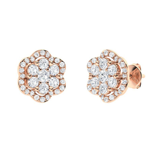 Kailin Natural Rose Gold Prong Set Cluster Diamond Earrings