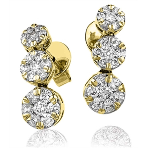 Kelva Natural Rose Gold Prong Set Drop Diamond Earrings