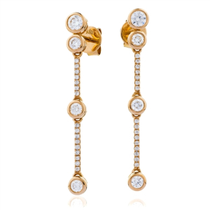 Kathee Natural Rose Gold Bezel Set Drop Diamond Earrings