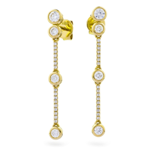 Kathee Natural Yellow Gold Bezel Set Drop Diamond Earrings