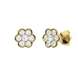 Gail Natural Yellow Gold 6 Prong Everyday Diamond Earrings