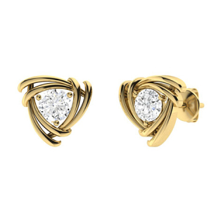 Gracee Natural Yellow Gold 3 Prong Everyday Diamond Earrings