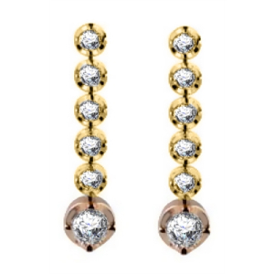 Luria Natural Rose Gold 4 Prong Set Journey Diamond Earrings