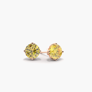 Heidi Rose Gold 4 Prong Set Yellow Diamond Earrings