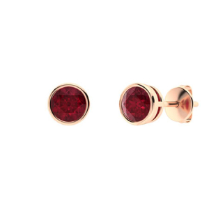 Heleana Natural Ruby Rose Gold Bezel Set  Diamond Earrings