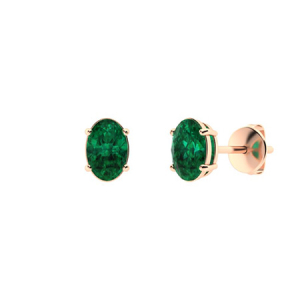 Helueua Emerald Rose Gold 4 Prong Set  Diamond Earrings