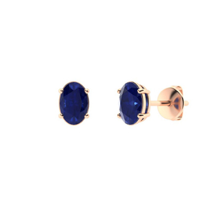 Geraldine Blue Sapphire Rose Gold 4 Prong Set  Diamond Earrings