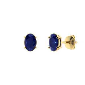 Geraldine Blue Sapphire Yellow Gold 4 Prong Set  Diamond Earrings