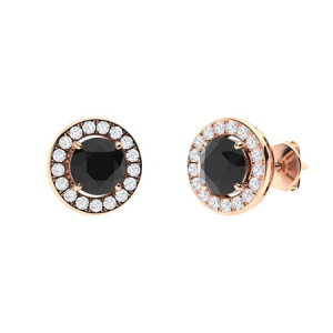 Hamida Rose Gold 4 Prong Black Diamond Earrings