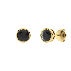 Harlene Yellow Gold Bezel Set Black Diamond Earrings