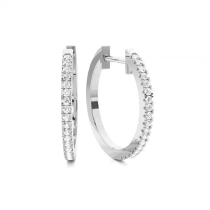 Khloee Natural Platinum 4 Prong Hoop Diamond Earrings