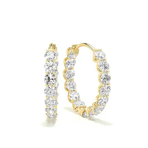 Keely Natural Yellow Gold 4 Claw Set Hoop Diamond Earrings