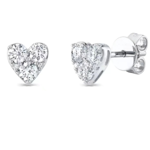 Gartrite Natural White Gold Prong Set Cluster Diamond Earrings