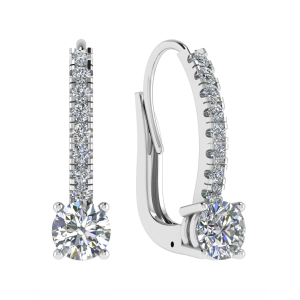 Frusannah Natural Platinum 4 Prong Set Hoop Diamond Earrings