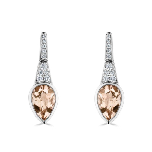 Havannah Morganite Rose Gold Bezel Set Gemstone Diamond Earrings