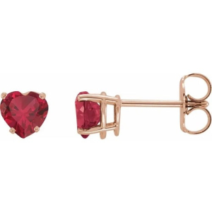 Helori Natural Ruby Rose Gold 4 Prong Set  Diamond Earrings