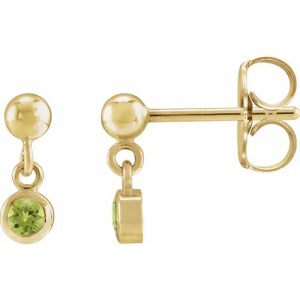 Fei Peridot Rose Gold Bezel Set  Diamond Earrings