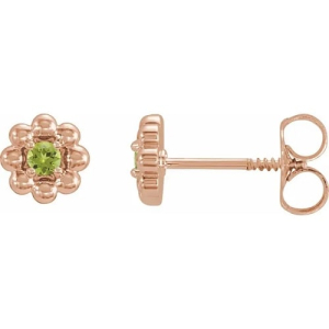 Fayanna Peridot Rose Gold 4 Claw Set  Diamond Earrings