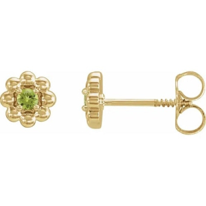 Fayanna Peridot Yellow Gold 4 Claw Set  Diamond Earrings