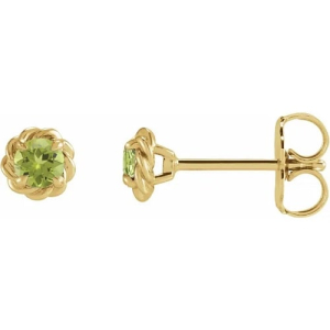 Fitche Peridot Yellow Gold 4 Prong Set  Diamond Earrings