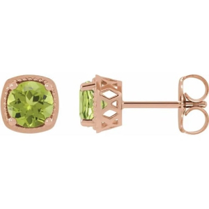 Florimel Peridot Rose Gold 4 Prong Set  Diamond Earrings