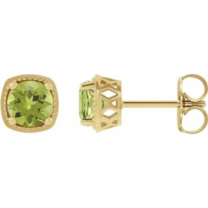 Florimel Peridot Yellow Gold 4 Prong Set  Diamond Earrings