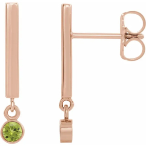 Flora Peridot Rose Gold Bezel Set  Diamond Earrings