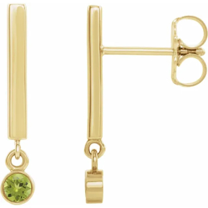 Flora Peridot Yellow Gold Bezel Set  Diamond Earrings