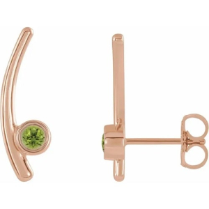 Felberta Peridot Rose Gold Bezel Set  Diamond Earrings