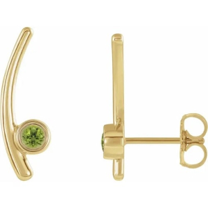 Felberta Peridot Yellow Gold Bezel Set  Diamond Earrings