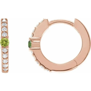 Felienne Peridot Rose Gold Prong Set  Diamond Earrings