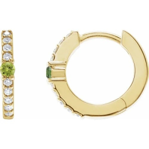 Felienne Peridot Yellow Gold Prong Set  Diamond Earrings