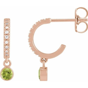 Firaas Peridot Rose Gold Bezel Set  Diamond Earrings