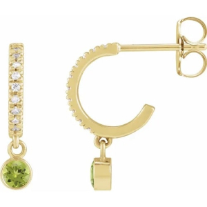 Firaas Peridot Yellow Gold Bezel Set  Diamond Earrings