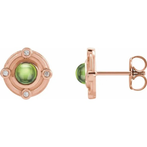 Florena Peridot Rose Gold Bezel Set  Diamond Earrings