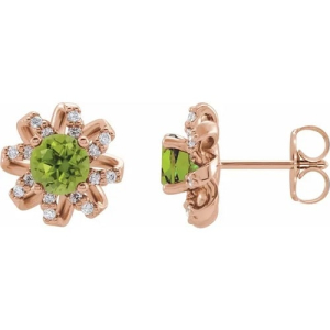 Flyta Peridot Rose Gold 4 Prong Set  Diamond Earrings