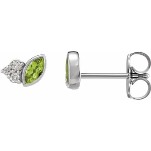 Silver Peridot Diamond Earrings