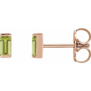 Femmota Peridot Rose Gold Bar Set  Diamond Earrings