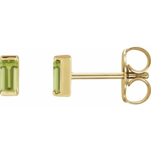 Femmota Peridot Yellow Gold Bar Set  Diamond Earrings