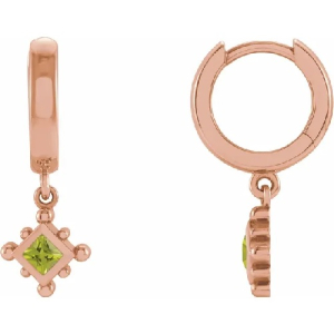 Fayre Peridot Rose Gold Bezel Set  Diamond Earrings