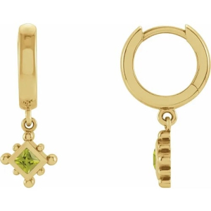 Fayre Peridot Yellow Gold Bezel Set  Diamond Earrings