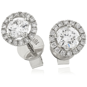 Garnette Natural 4 Prong Set Halo Diamond Earrings