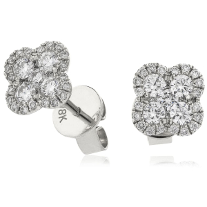 Florence 1.20 Carat Natural Round cut Claw Set  Cluster Diamond Earrings