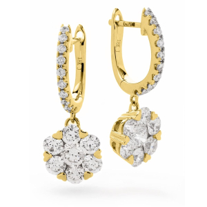 Liju Natural Yellow Gold Prong Set Drop Diamond Earrings