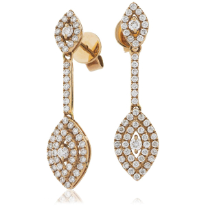 Liena Natural Rose Gold Prong Set Drop Diamond Earrings