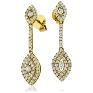 Liena Natural Yellow Gold Prong Set Drop Diamond Earrings